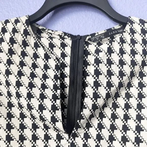 Women's Zara Basics Dress Pencil Skirt Small Houndstooth Dark Academia Punk Goth - Picture 4 of 9